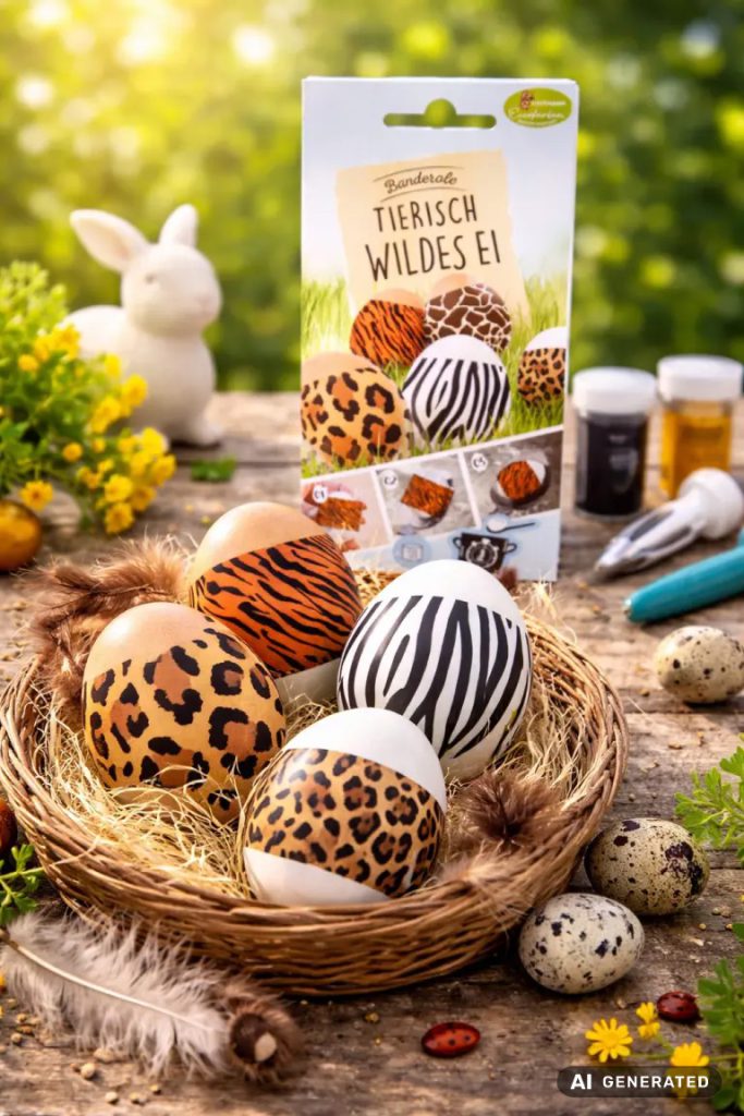 Eierfarben Neuheiten Ostern 2026_Banderole Tierisch wildes Ei_AI